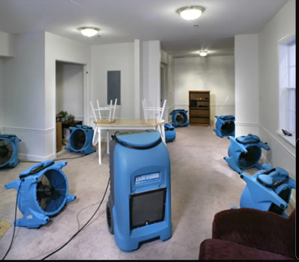 Air movers and dehumidifier setup for Water Extraction & Removal in Oneida